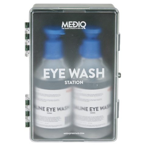 MEDIQ EYEWASH STATION ENCLOSED PLASTIC CABINET 